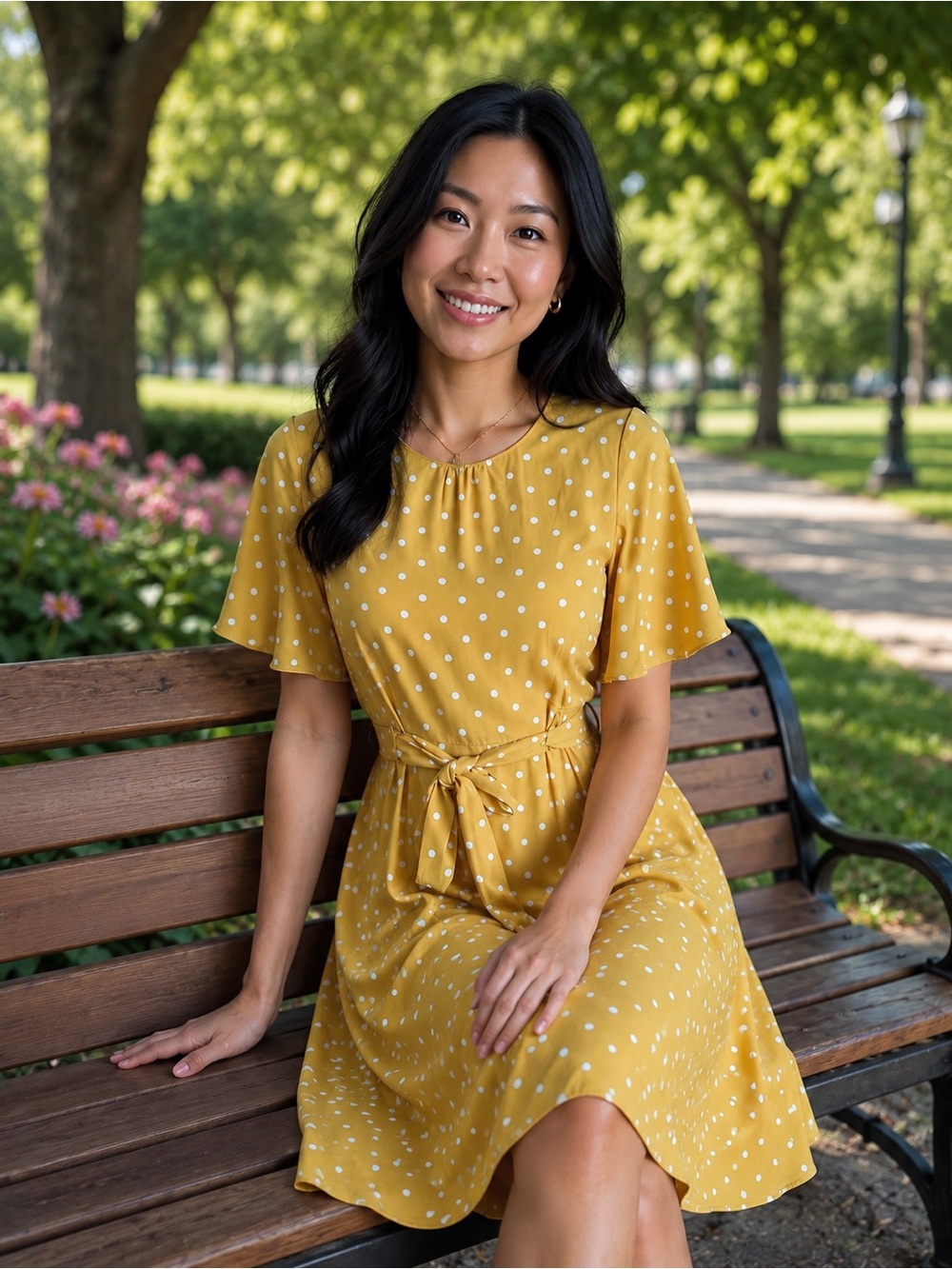 Banana Republic Mustard Yellow Polka Dot Midi Dress Size 0